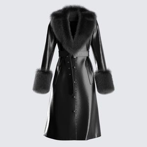 Willa Black Vegan Fur Leather Coat